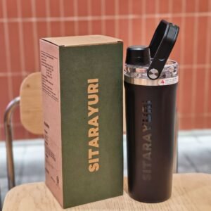 Insulated Sports Water Bottle with Straw - Black, 800ml
