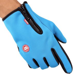 Unisex Full Finger Touch Screen Zipper Ski Gloves Black Pink Winter Warm