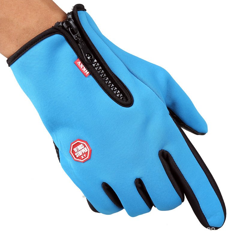 Unisex Full Finger Touch Screen Zipper Ski Gloves Black Pink Winter Warm