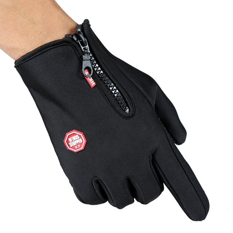 Unisex Full Finger Touch Screen Zipper Ski Gloves Black Pink Winter Warm - Image 2